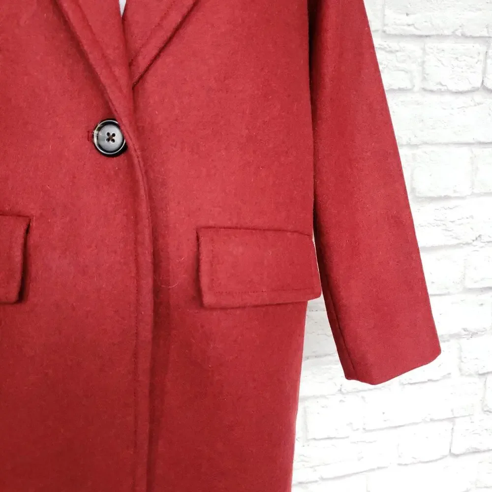 J. Crew Melton Wool Boyfriend Topcoat Red Size 00P